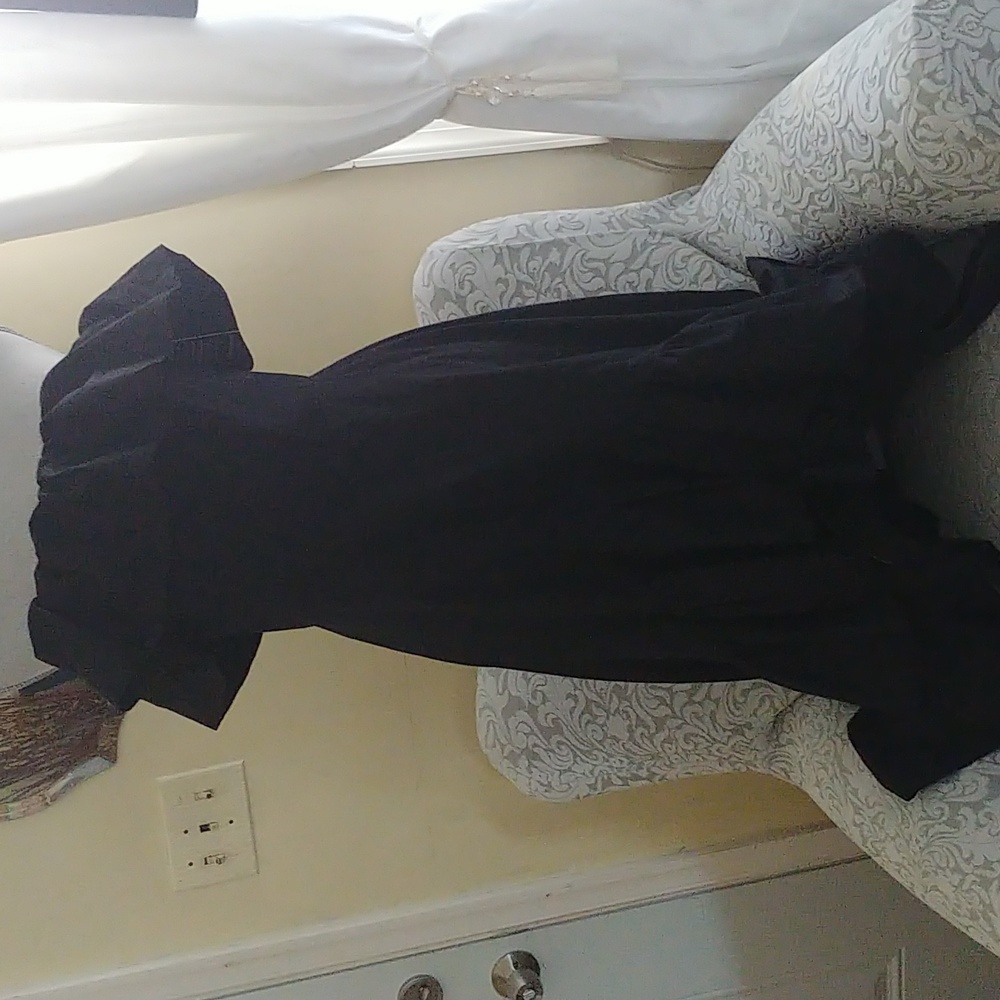 Dress - Super Seductive Black Cotton/Span High/Low Flutter Hem, Flutter Bustier